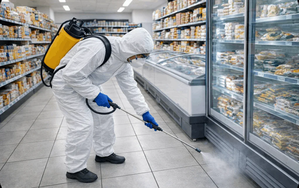 Уничтожение тараканов в продуктовом магазине в СПб.